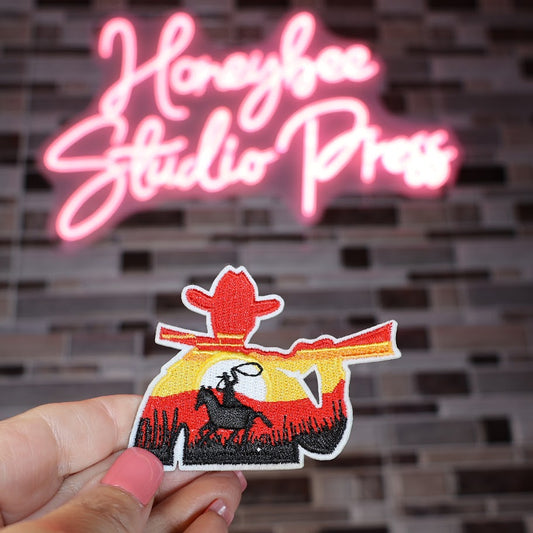 Western Cowboy Sunset - Embroidered Patch