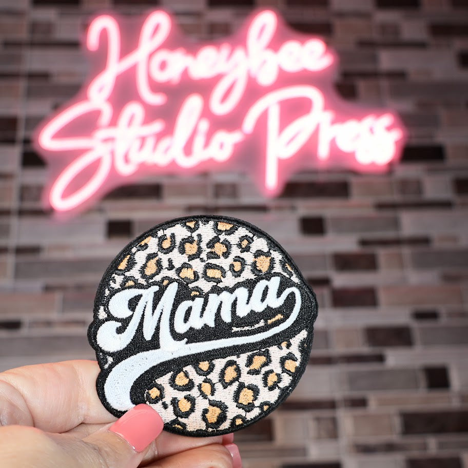 Mama with Leopard Print - Embroidered Patch