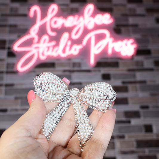 Bow - Rhinestone and Pearl Patch