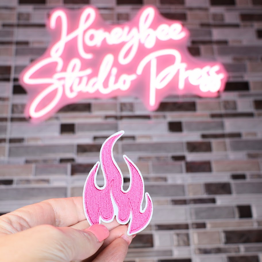 Pink Flames - Embroidered Patch