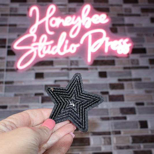 Sequin Black Star - Embroidered Patch