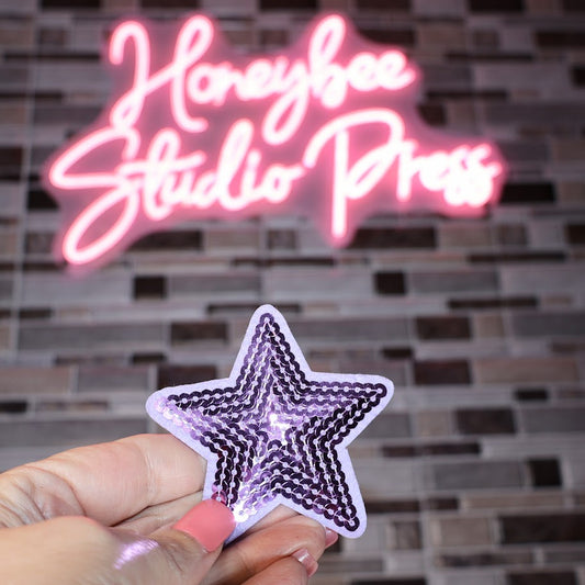 Sequin Purple Star - Embroidered Patch