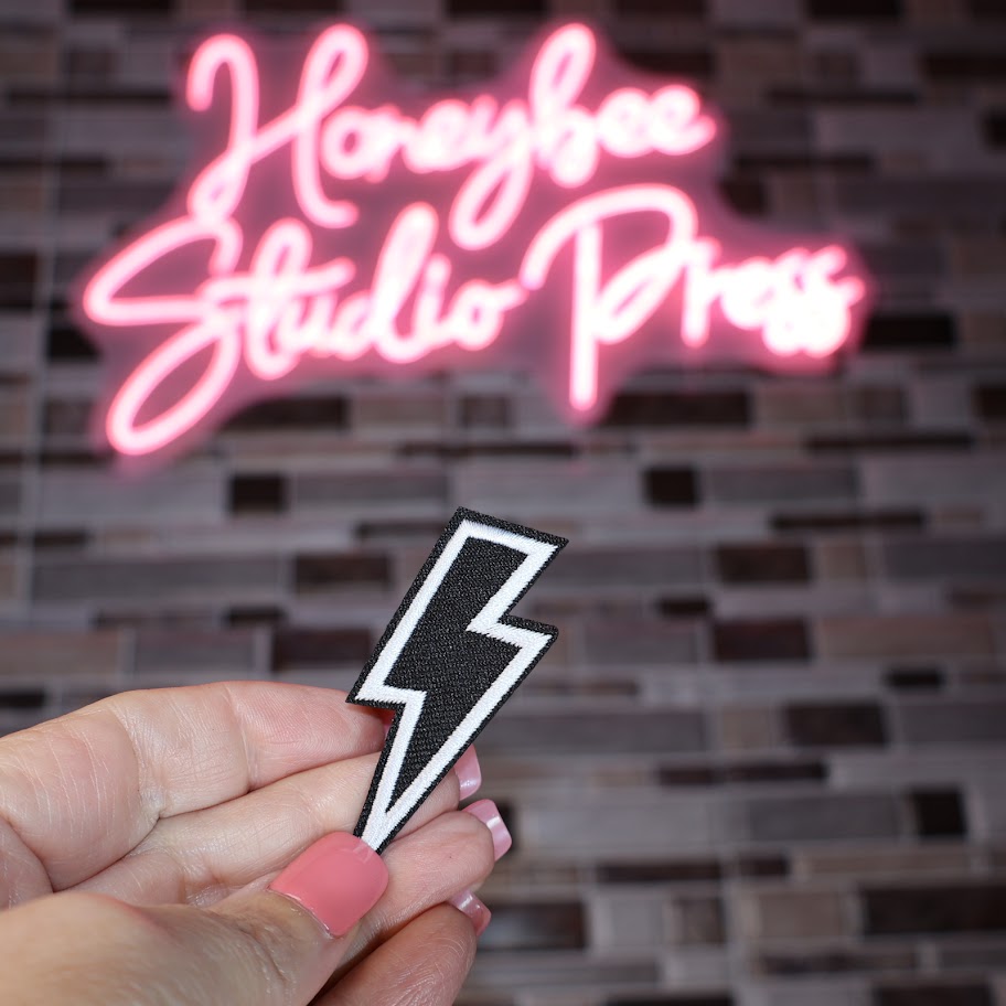 Black Lightning Bolt - Embroidered Patch