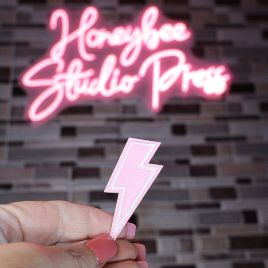 Pink Lightning Bolt - Embroidered & Felt Patch