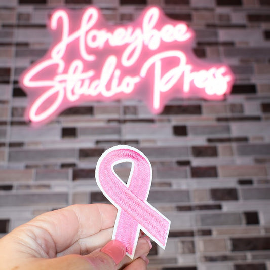 Breast Cancer Awareness Ribbon Pink and White - Embroidered Patch