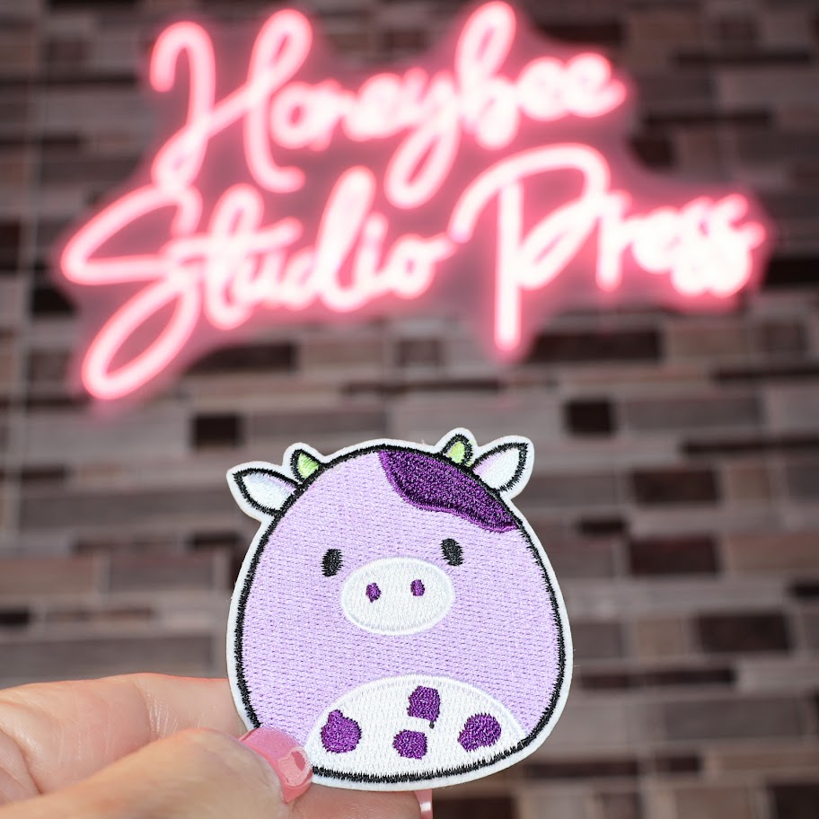 Squishmallow Purple Cow - Embroidered Patch