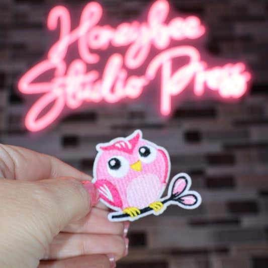 Pink Owl - Embroidered Patch