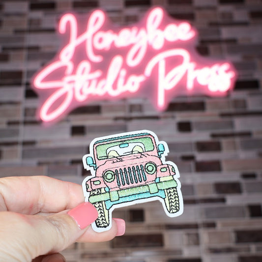 Pink Jeep Jeep - Embroidered Patch