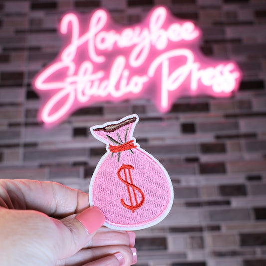 Pink Moneybag - Embroidered Patch