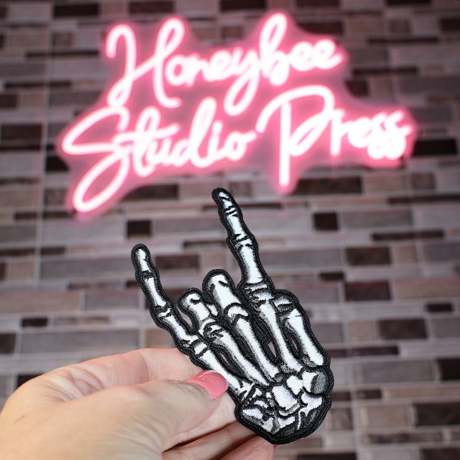 Rock On Skeleton Hand - Embroidered Patch