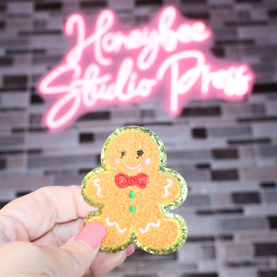 Gingerbread Man - Chenille & Glitter Patch