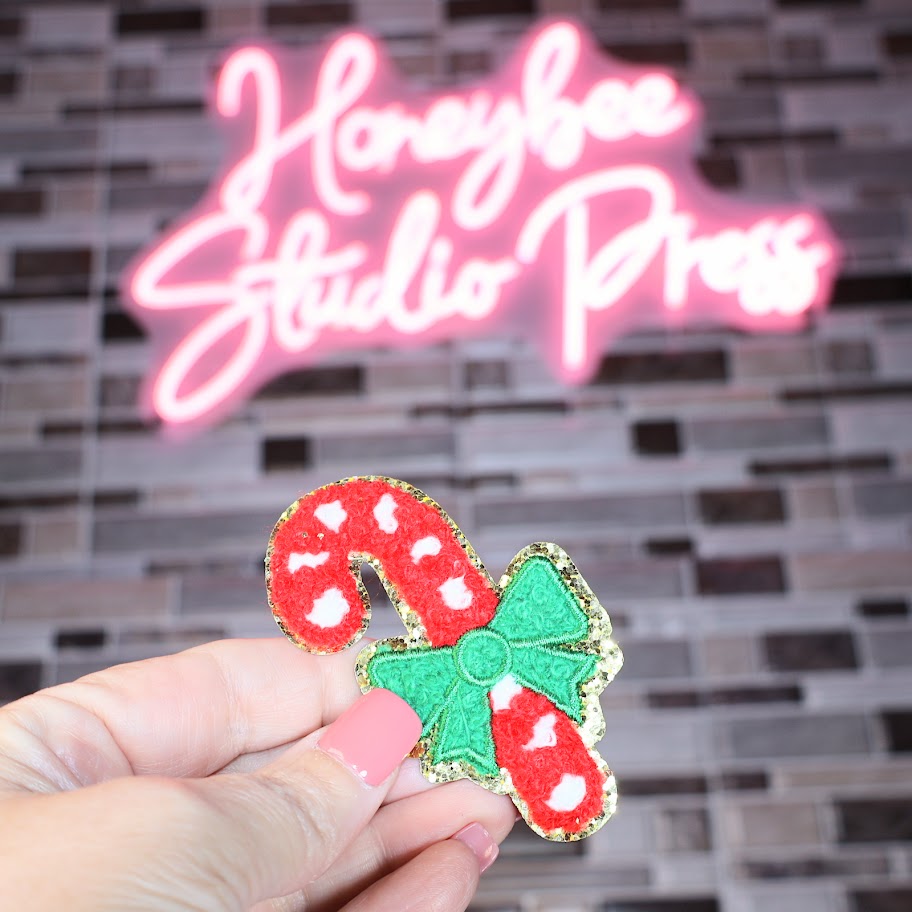 Candy Cane - Chenille & Glitter Patch