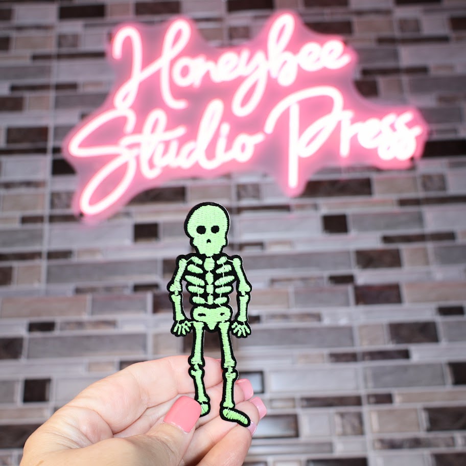 Glow In The Dark Skeleton - Embroidered Patch 3M