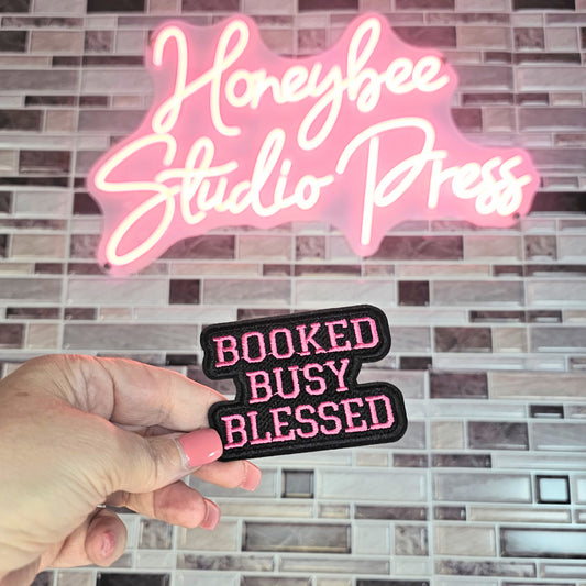 Booked Busy Blessed - Embroidered Patch