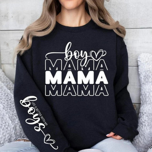 Boy Mama with Sleeve Set - Single Color Screen Print