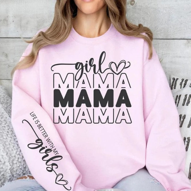 Girl Mama with Sleeve Set - Single Color Screen Print