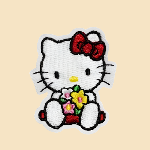 Hello Kitty with Flowers - Embroidered Patch