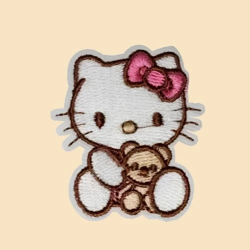 Hello Kitty with Teddy Bear - Embroidered Patch