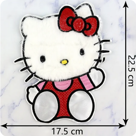 Hello Kitty with Red Bow and Pink Shirt Sitting Patch