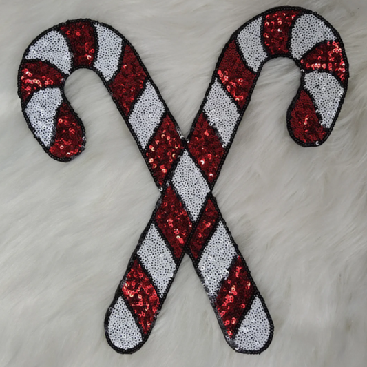 Large Candy Cane - Sequin Patch