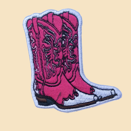 Pink Pair Cowboy Boots - Embroidered Patch