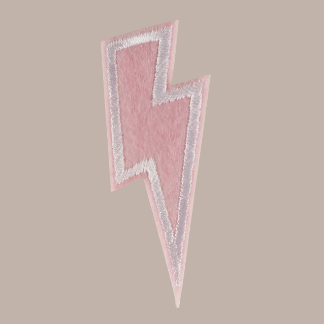 Pink Lightning Bolt - Embroidered & Felt Patch