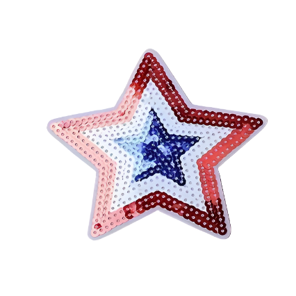 Sequin Star Red White Blue - Embroidered Patch