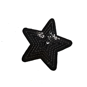 Sequin Black Star - Embroidered Patch