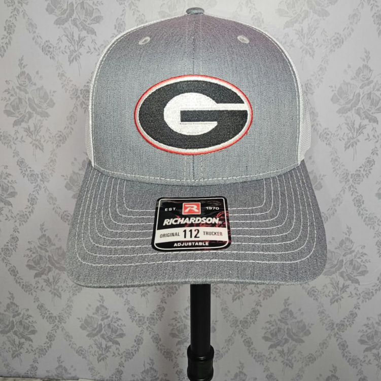 Georgia Embroidered G Patch Richardson Hat - Heather Grey & White