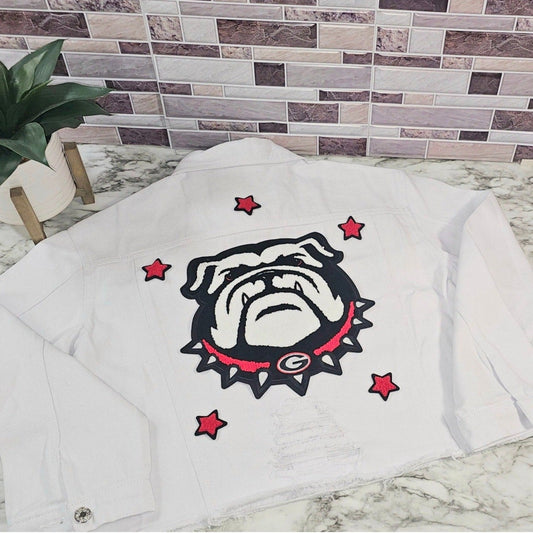 Bulldog Nation: UGA Bulldog Head Chenille Patch Denim Jacket!!